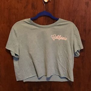 California crop top in teal blue color